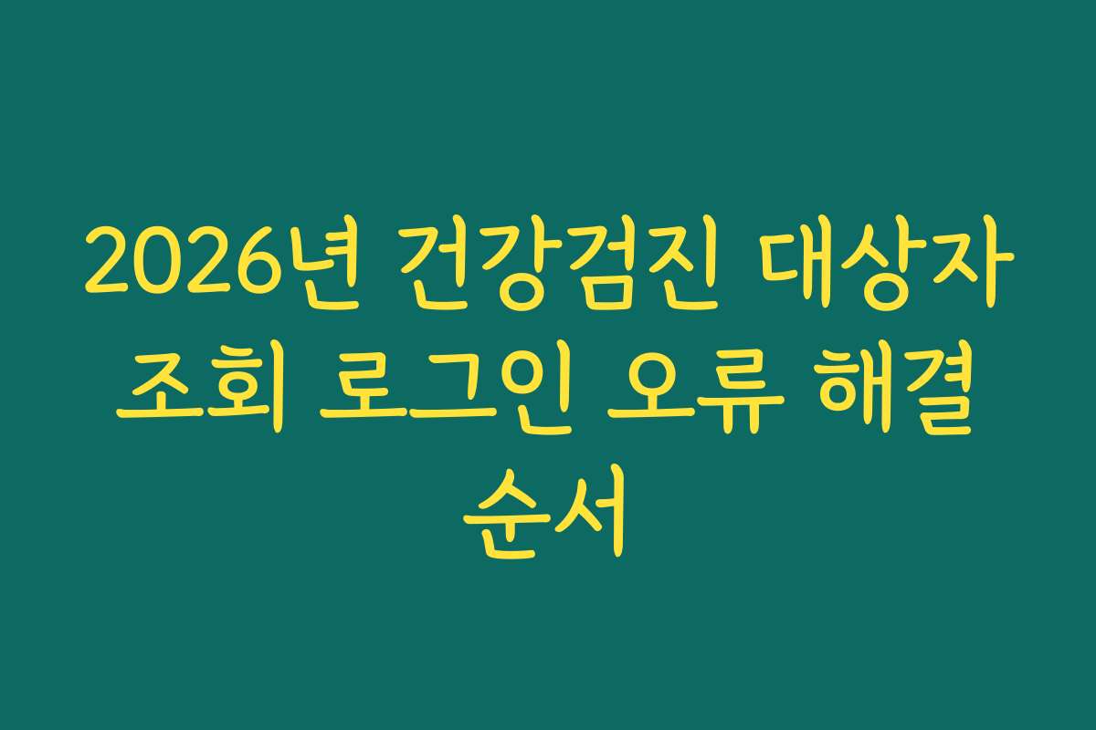 2026년 건강검진 대상자 조회 로그인 오류 해결 순서