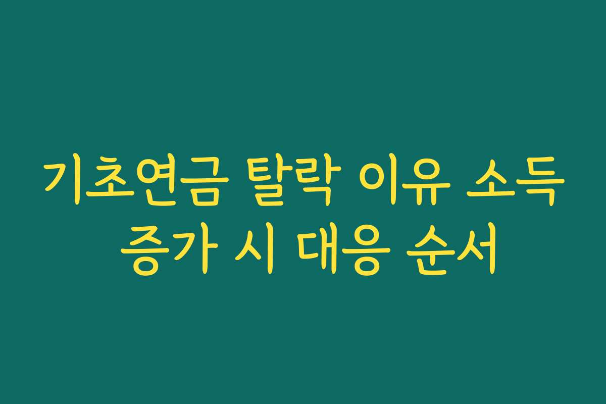 기초연금 탈락 이유 소득 증가 시 대응 순서
