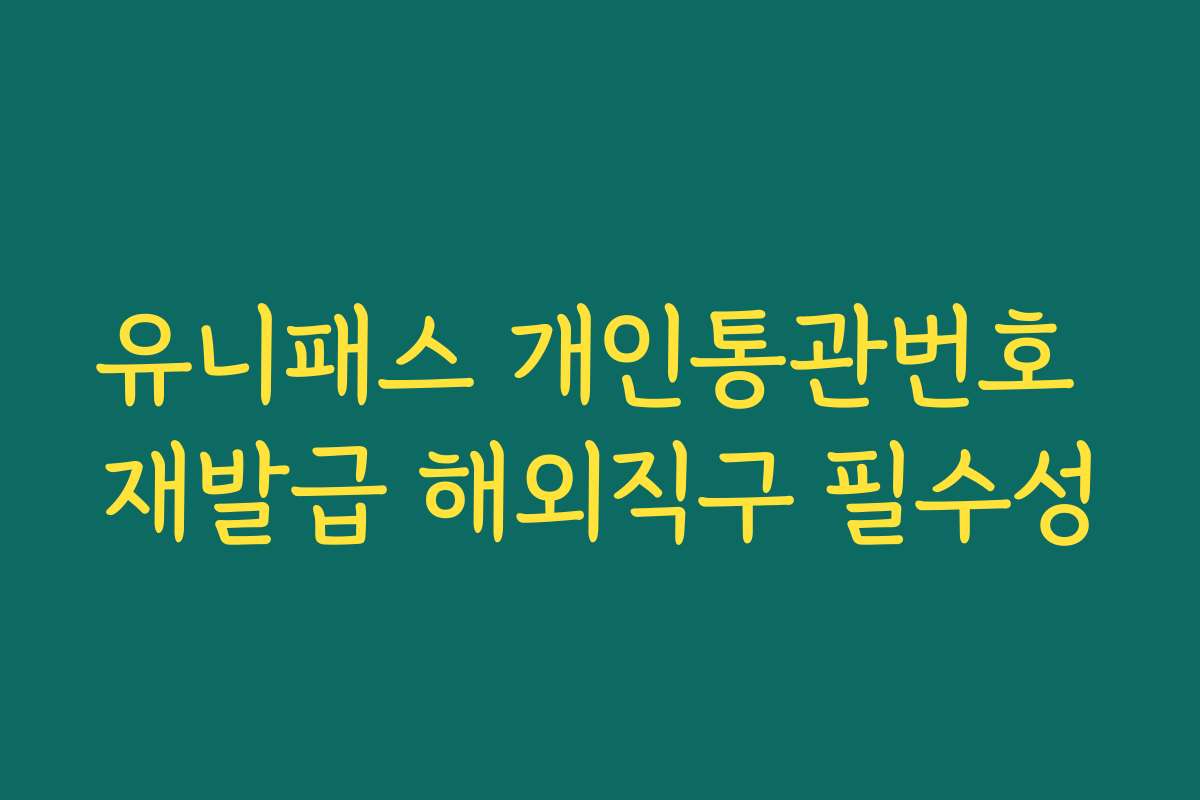 유니패스 개인통관번호 재발급 해외직구 필수성 유니패스 개인통관번호 재발급 해외직구 필수성