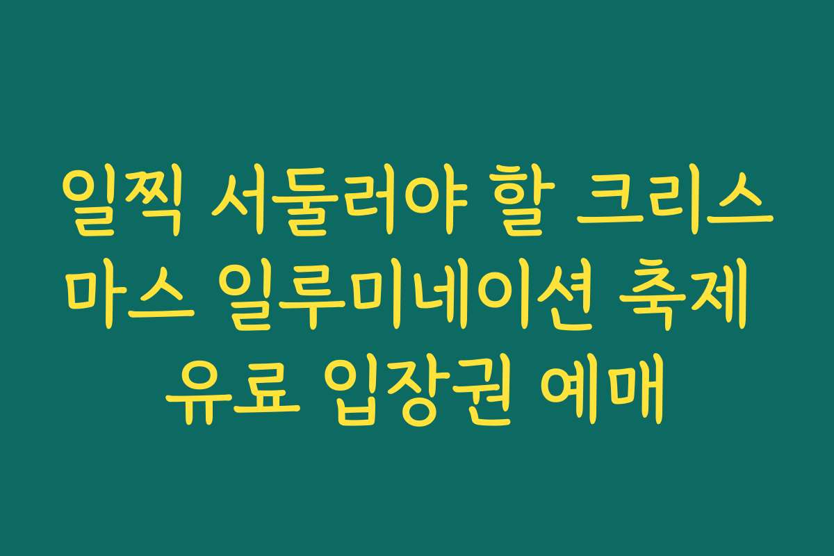 일찍 서둘러야 할 크리스마스 일루미네이션 축제 유료 입장권 예매 일찍 서둘러야 할 크리스마스 일루미네이션 축제 유료 입장권 예매