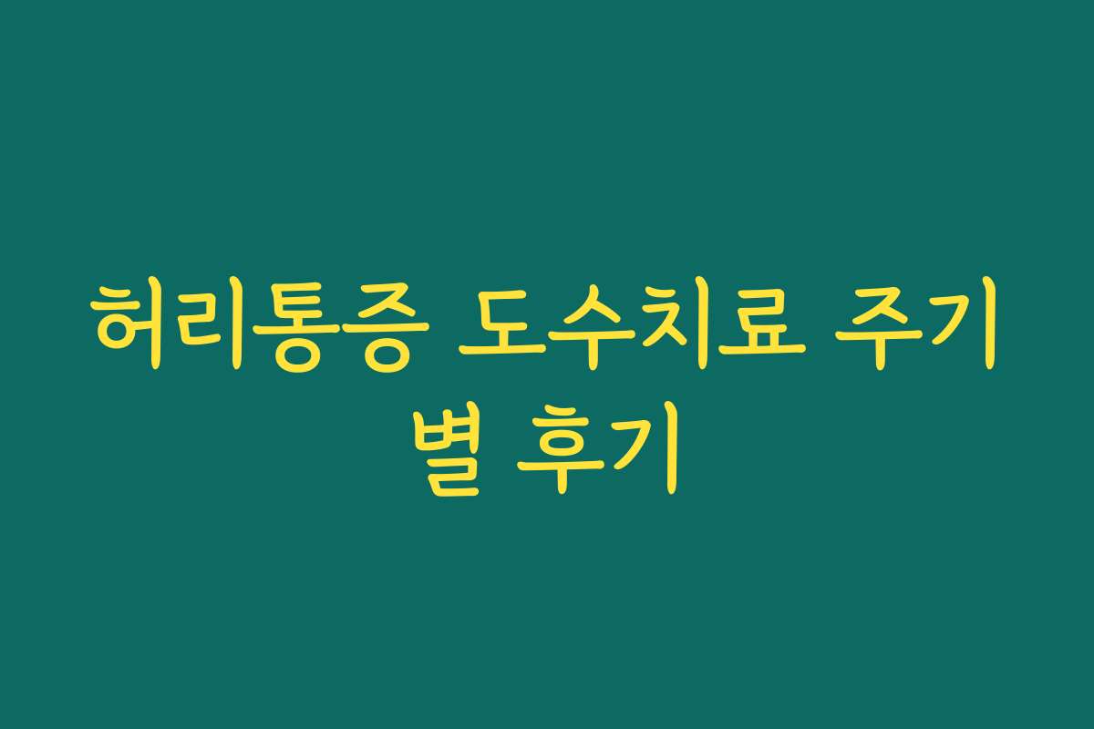 허리통증 도수치료 주기별 후기