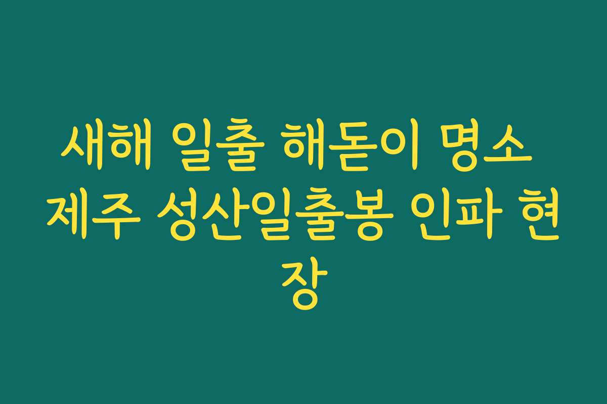 새해 일출 해돋이 명소 제주 성산일출봉 인파 현장