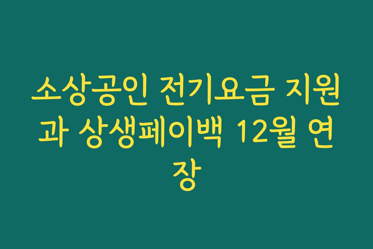 소상공인 전기요금 지원과 상생페이백 12월 연장