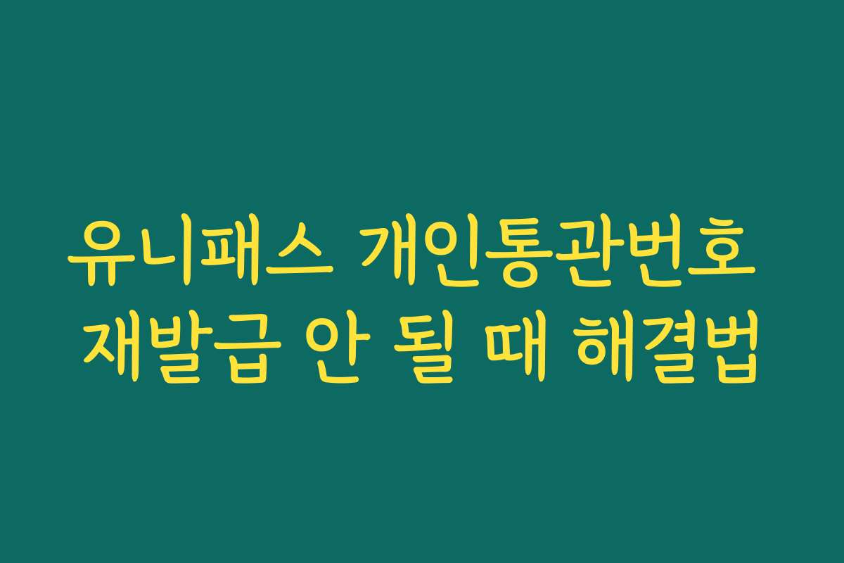 유니패스 개인통관번호 재발급 안 될 때 해결법 유니패스 개인통관번호 재발급 안 될 때 해결법