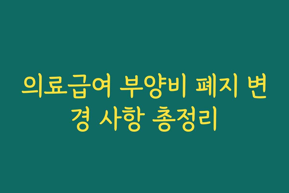 의료급여 부양비 폐지 변경 사항 총정리 의료급여 부양비 폐지 변경 사항 총정리
