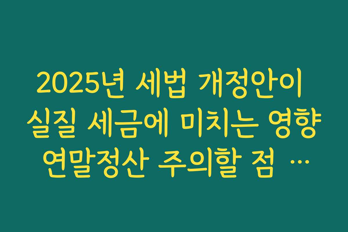 2025년 세법 개정안이 실질 세금에 미치는 영향 연말정산 주의할 점 요약