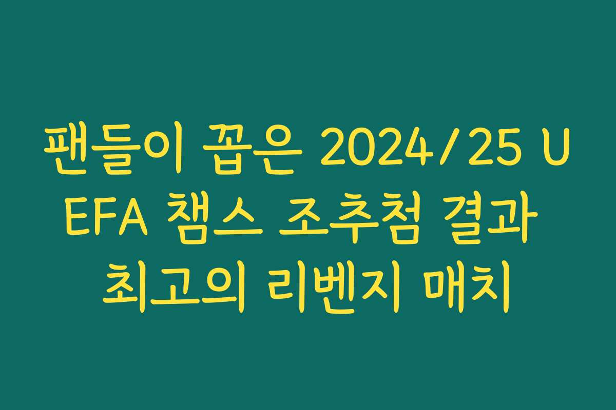 팬들이 꼽은 2024/25 UEFA 챔스 조추첨 결과 최고의 리벤지 매치