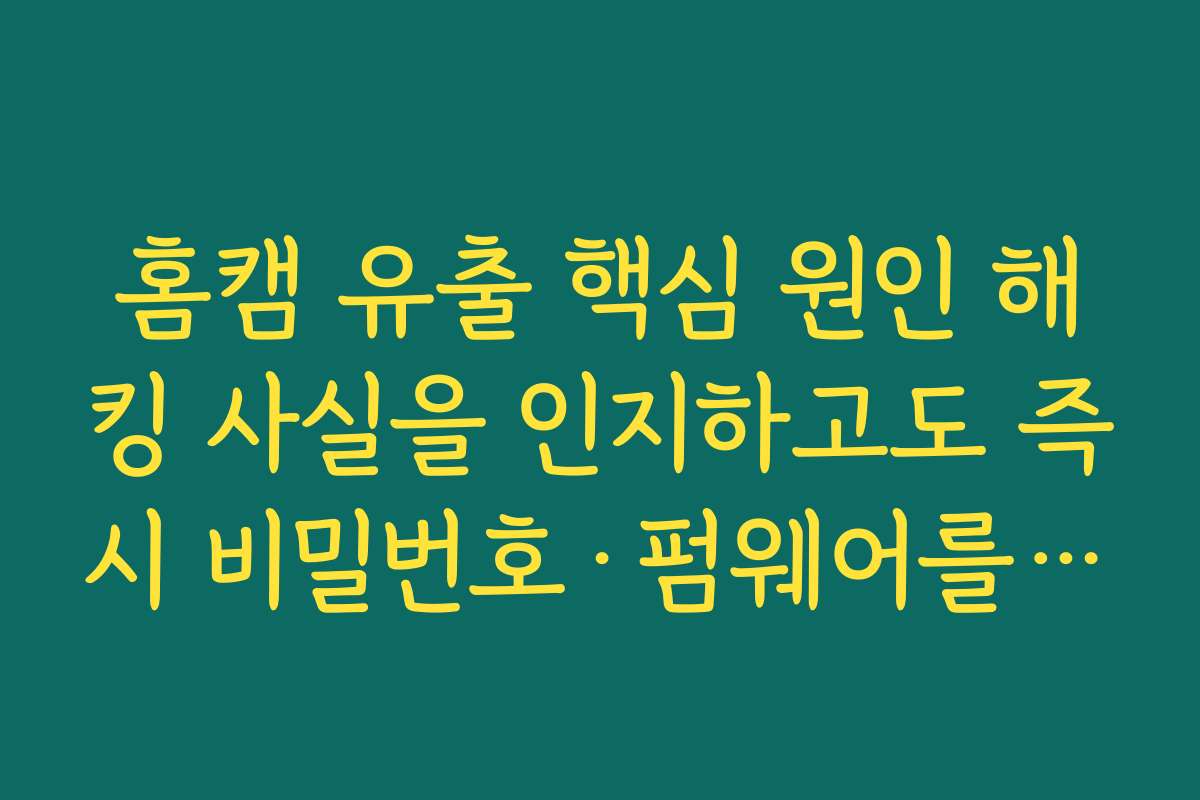 홈캠 유출 핵심 원인 해킹 사실을 인지하고도 즉시 비밀번호·펌웨어를 바꾸지 않은 대응