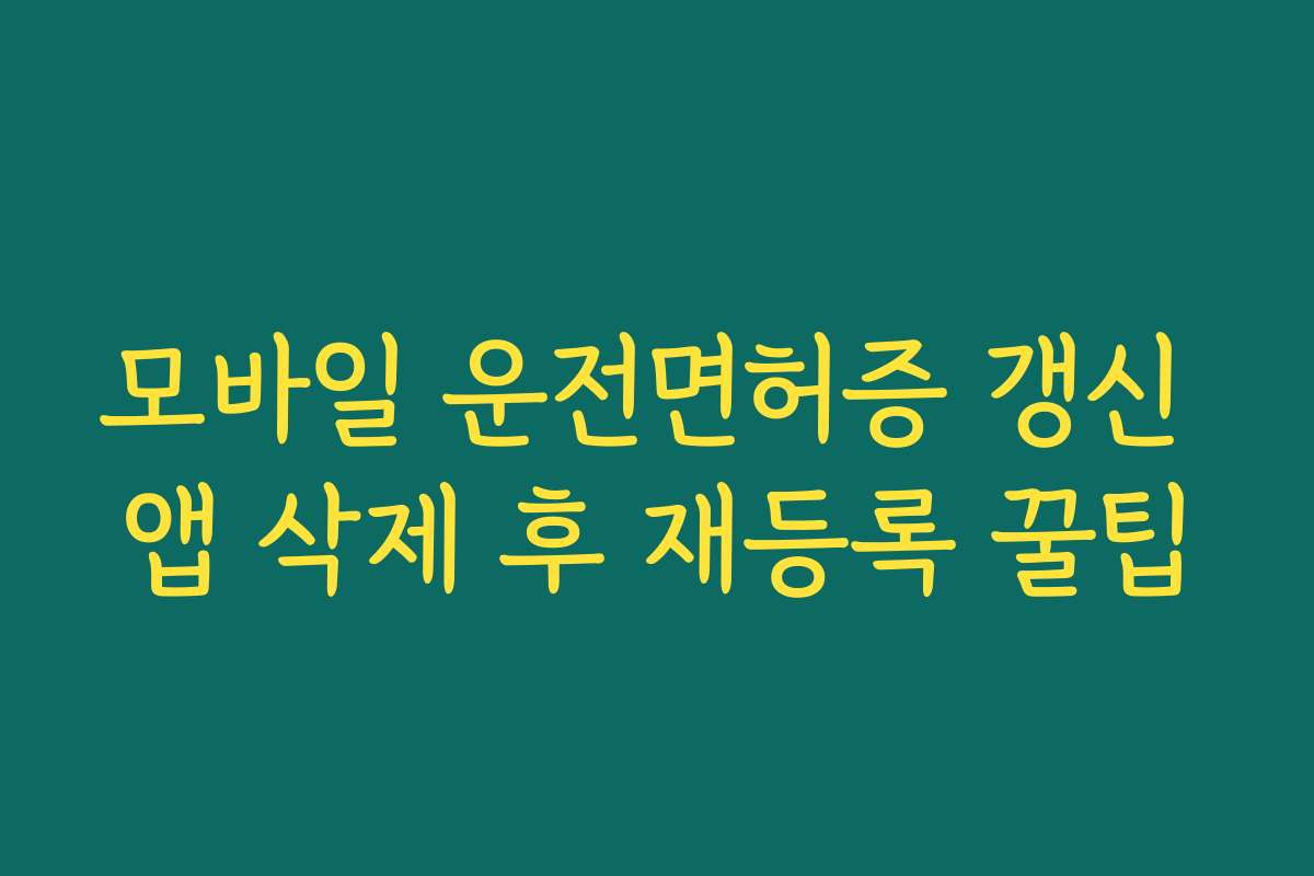 모바일 운전면허증 갱신 앱 삭제 후 재등록 꿀팁