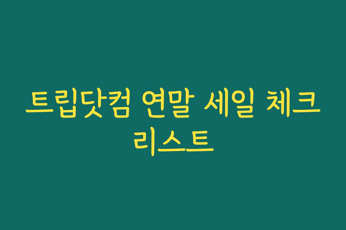 트립닷컴 연말 세일 체크리스트