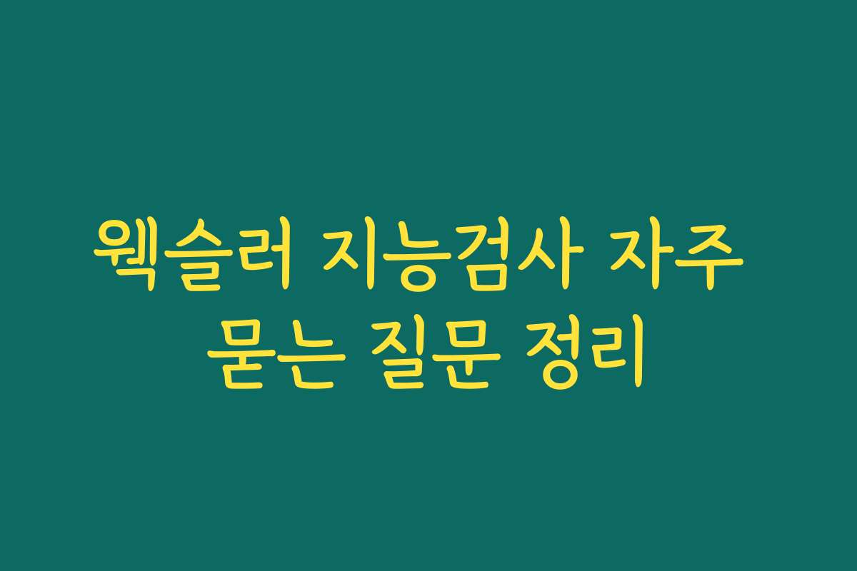 웩슬러 지능검사 자주 묻는 질문 정리