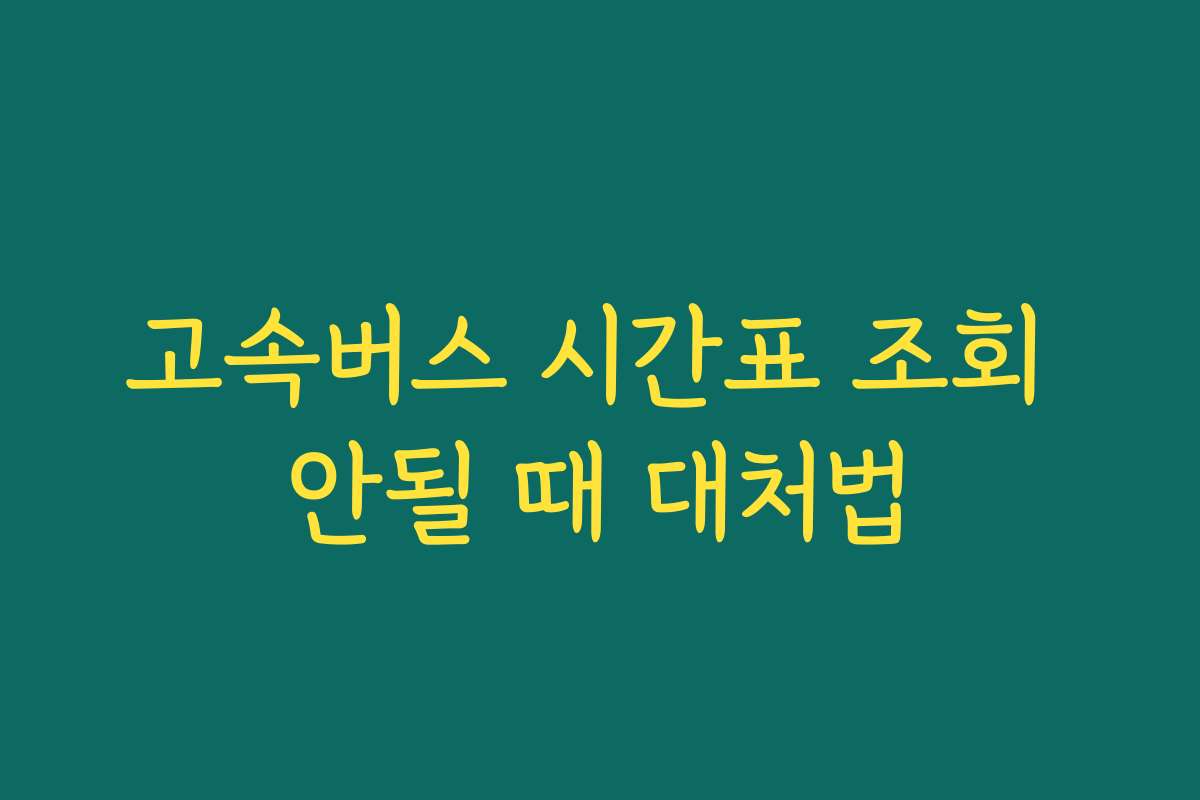 고속버스 시간표 조회 안될 때 대처법