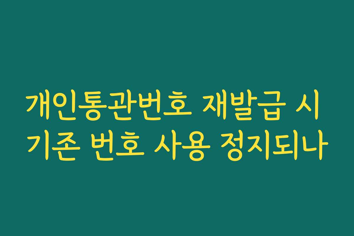 개인통관번호 재발급 시 기존 번호 사용 정지되나