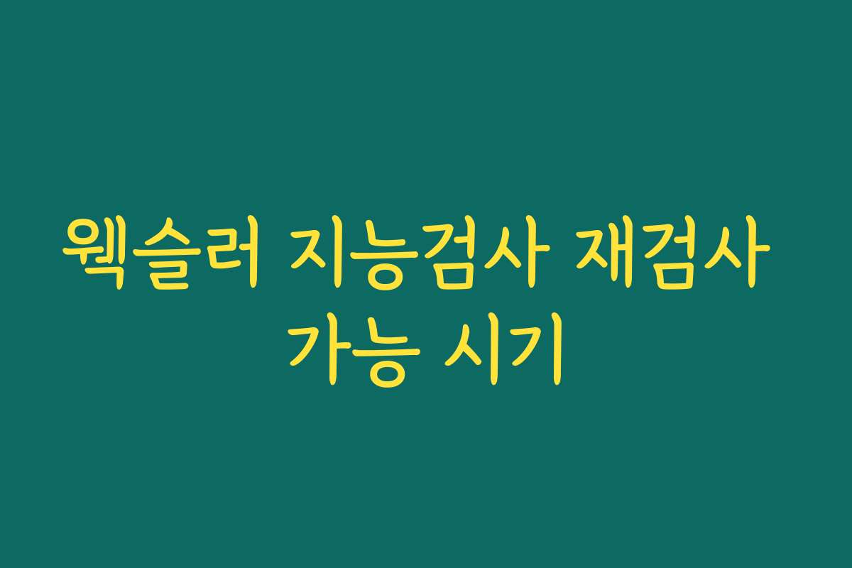 웩슬러 지능검사 재검사 가능 시기 웩슬러 지능검사 재검사 가능 시기