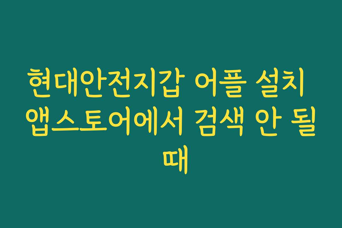 현대안전지갑 어플 설치 앱스토어에서 검색 안 될 때