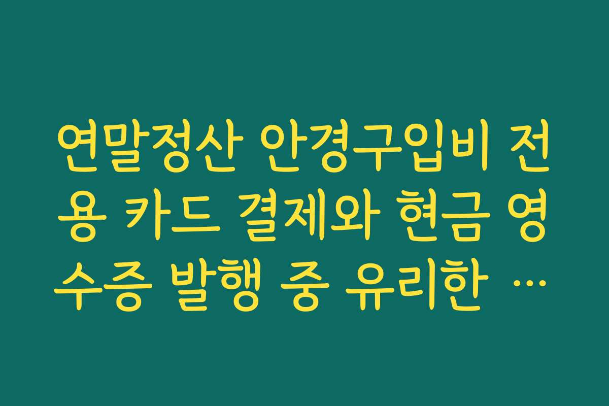 연말정산 안경구입비 전용 카드 결제와 현금 영수증 발행 중 유리한 선택