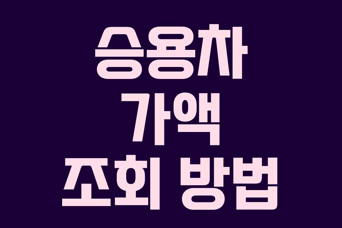 승용차 가액 조회 방법