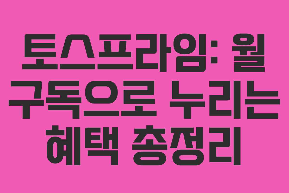토스프라임: 월 구독으로 누리는 혜택 총정리 토스프라임: 월 구독으로 누리는 혜택 총정리