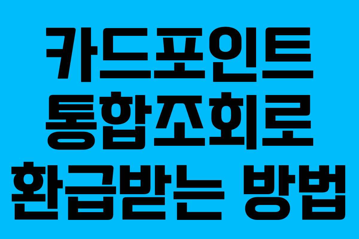 카드포인트 통합조회로 환급받는 방법 카드포인트 통합조회로 환급받는 방법