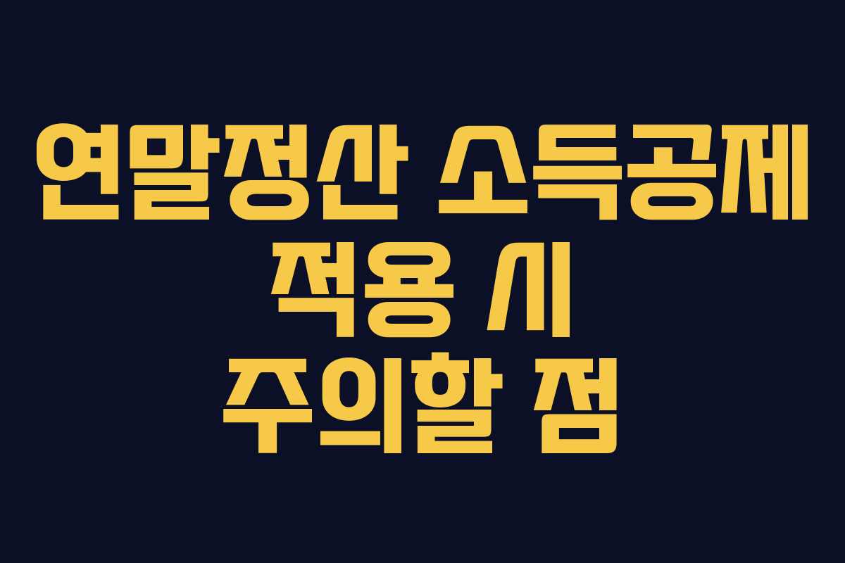 연말정산 소득공제 적용 시 주의할 점