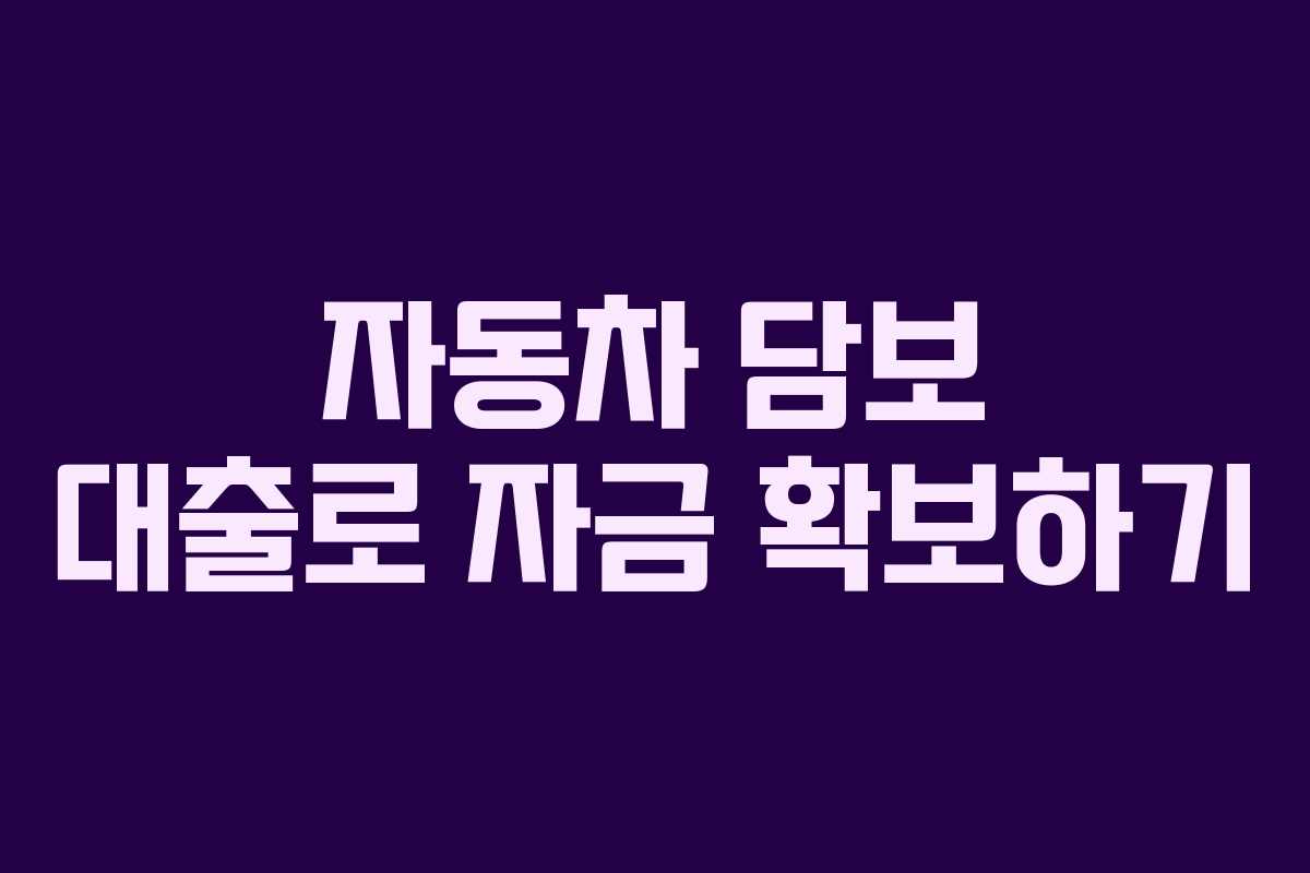 자동차 담보 대출로 자금 확보하기 자동차 담보 대출로 자금 확보하기