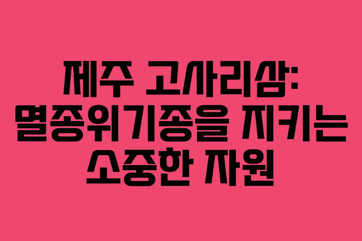 제주 고사리삼: 멸종위기종을 지키는 소중한 자원 제주 고사리삼: 멸종위기종을 지키는 소중한 자원