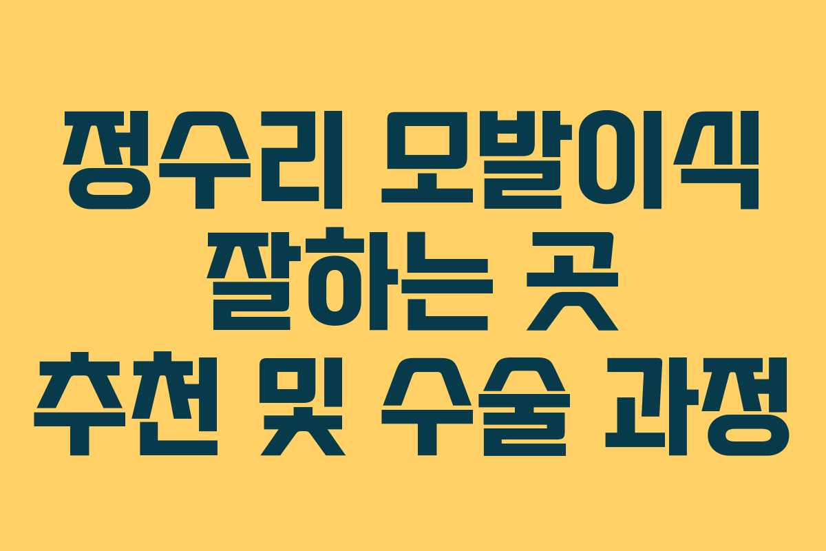 정수리 모발이식 잘하는 곳 추천 및 수술 과정