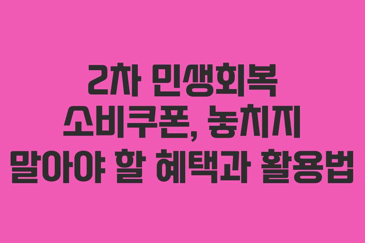 2차 민생회복 소비쿠폰, 놓치지 말아야 할 혜택과 활용법