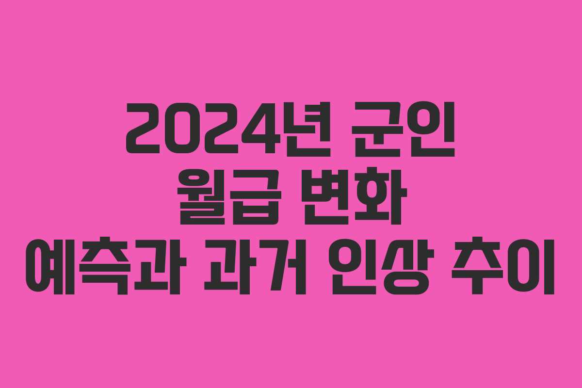 2024년 군인 월급 변화 예측과 과거 인상 추이