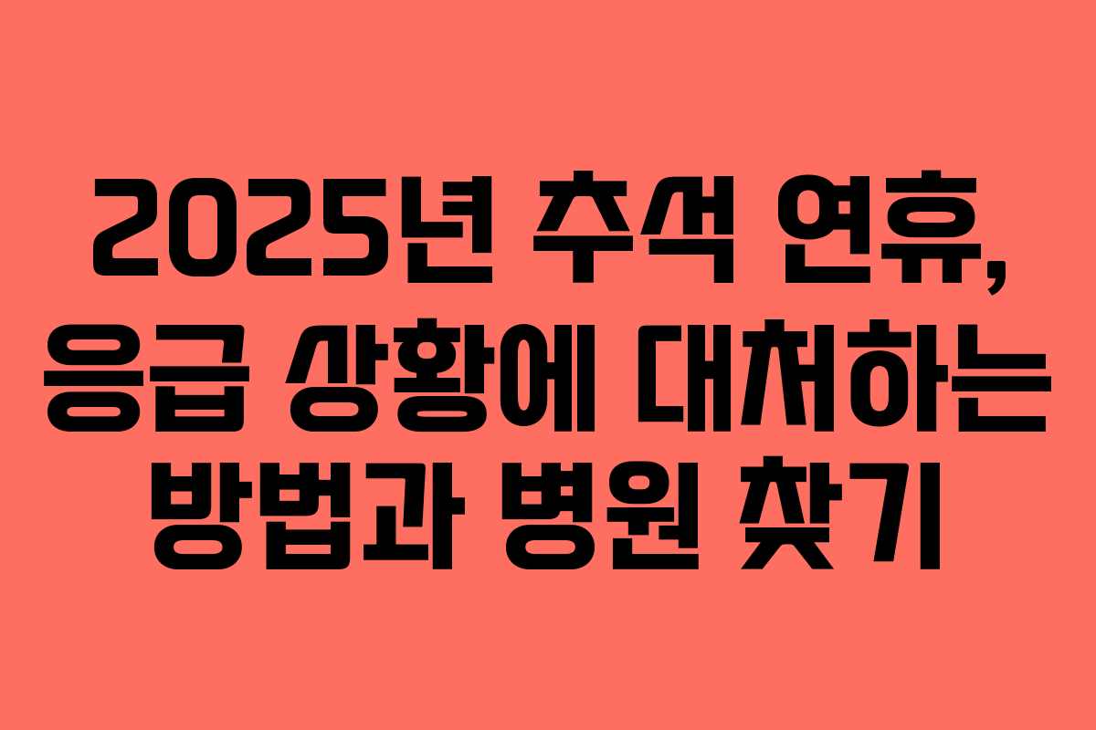 2025년 추석 연휴, 응급 상황에 대처하는 방법과 병원 찾기