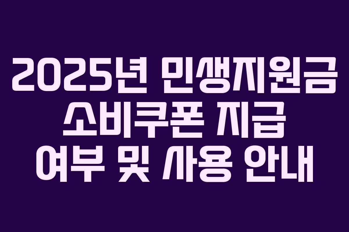 2025년 민생지원금 소비쿠폰 지급 여부 및 사용 안내