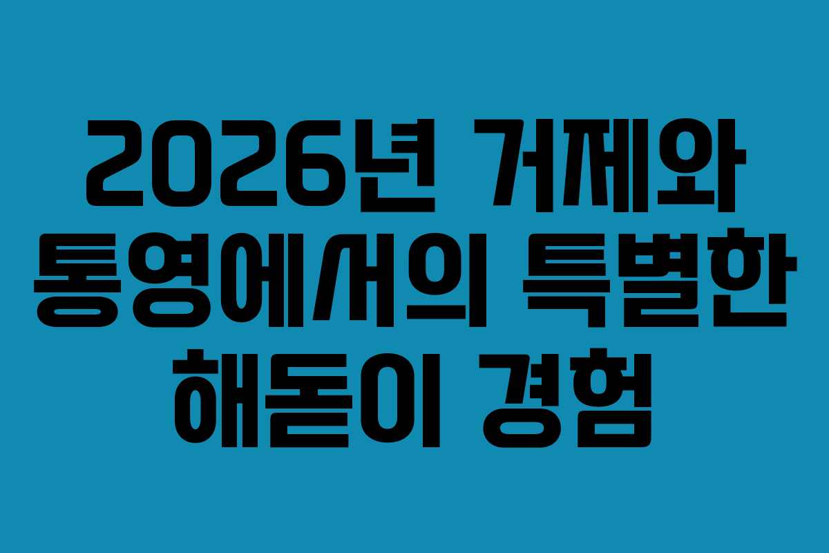 2026년 거제와 통영에서의 특별한 해돋이 경험