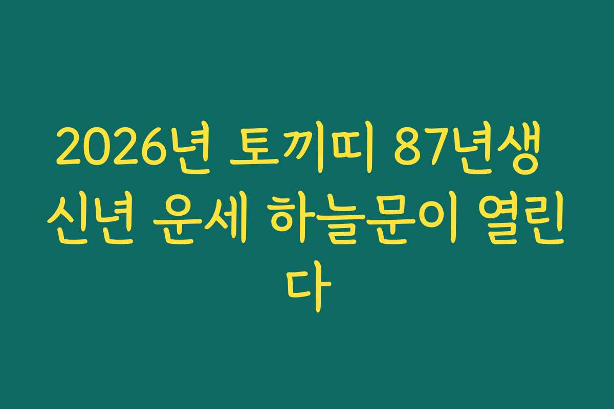 2026년 토끼띠 87년생 신년 운세 하늘문이 열린다