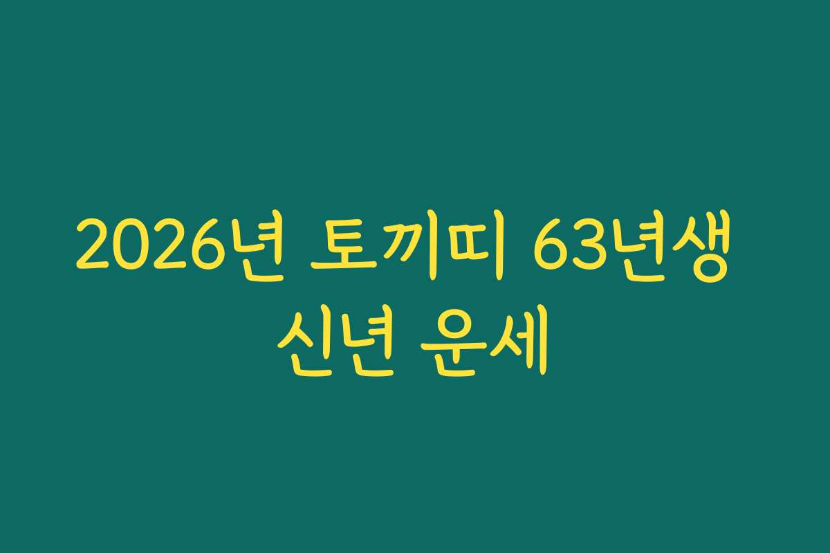 2026년 토끼띠 63년생 신년 운세