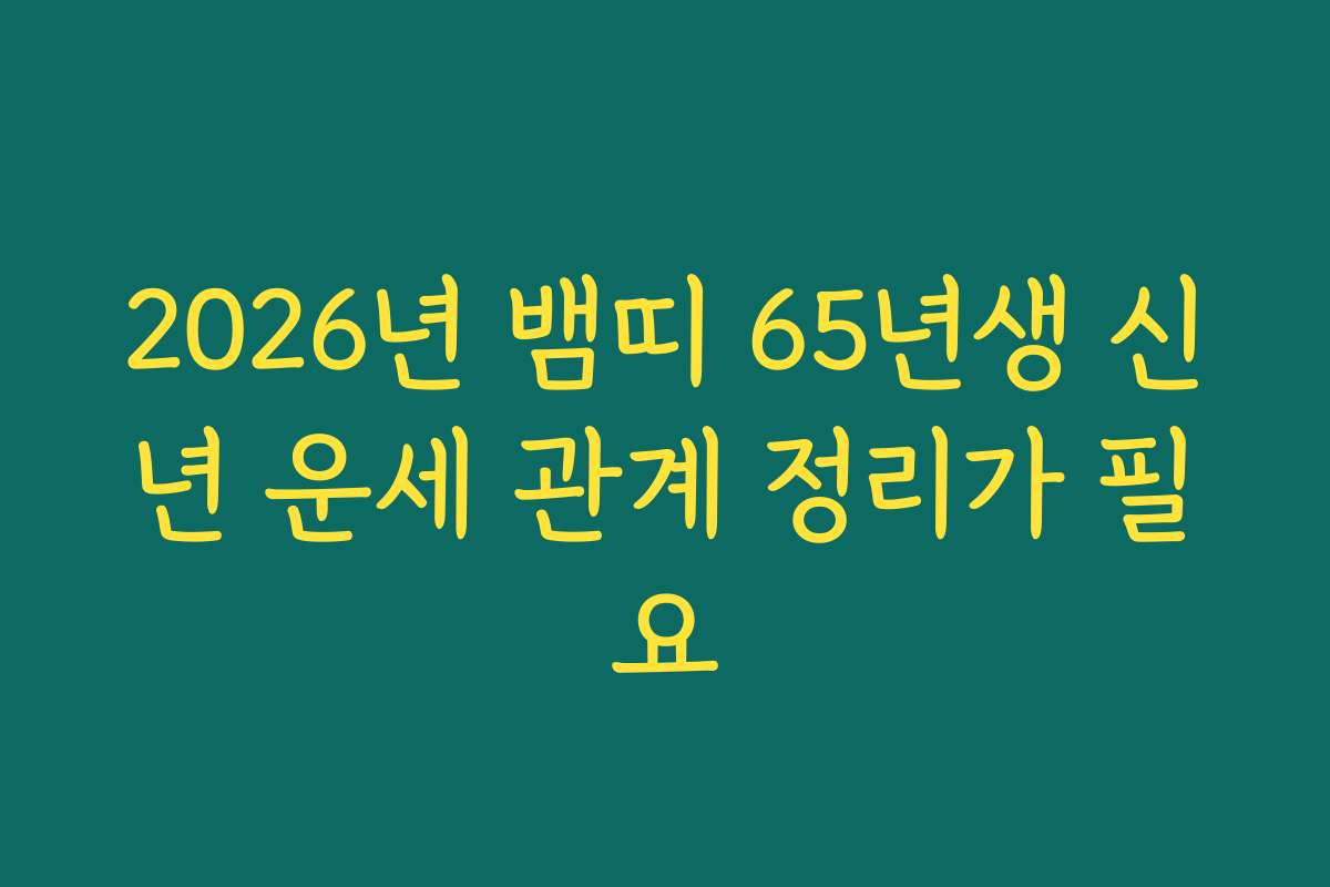 2026년 뱀띠 65년생 신년 운세 관계 정리가 필요