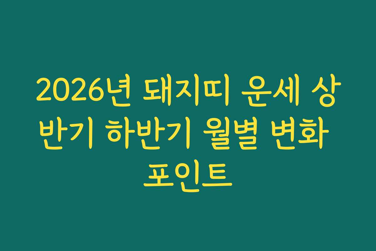 2026년 돼지띠 운세 상반기 하반기 월별 변화 포인트