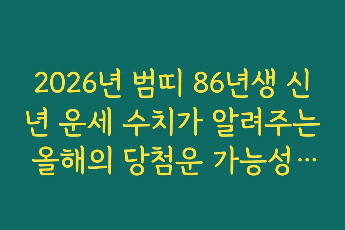 2026년 범띠 86년생 신년 운세 수치가 알려주는 올해의 당첨운 가능성 체크