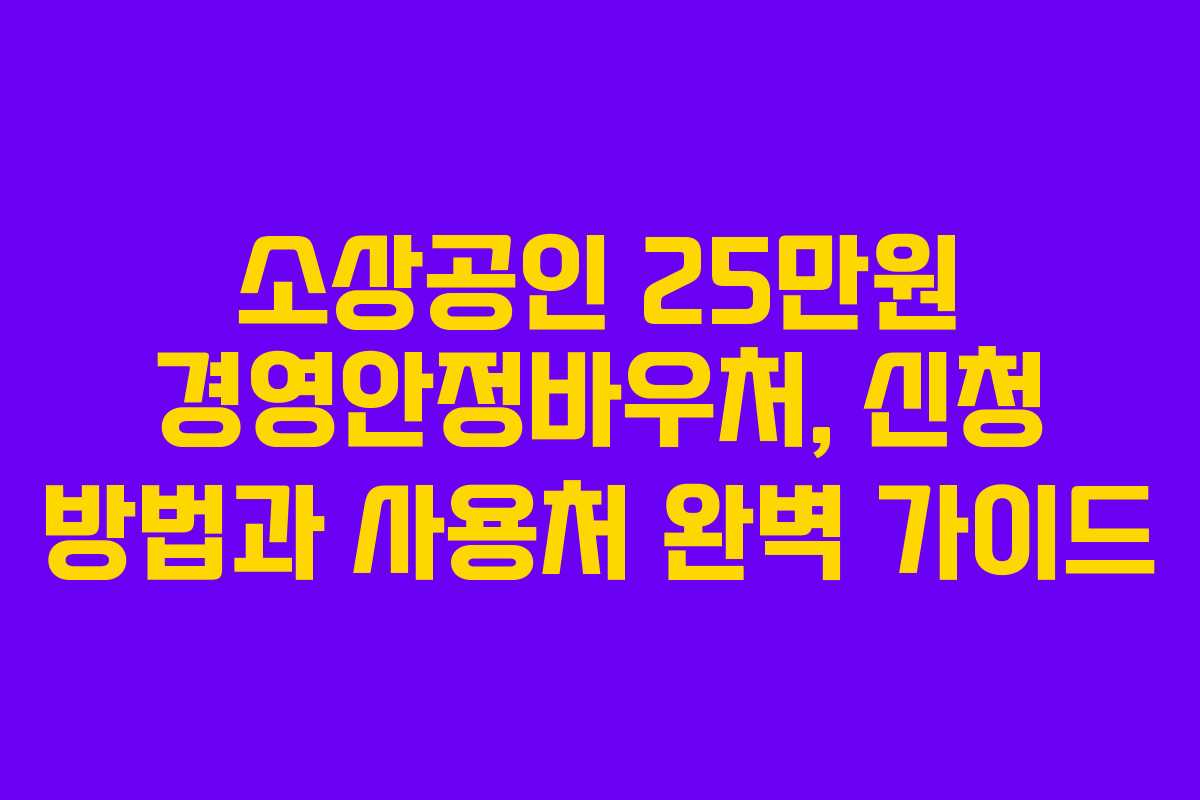 소상공인 25만원 경영안정바우처, 신청 방법과 사용처 완벽 가이드