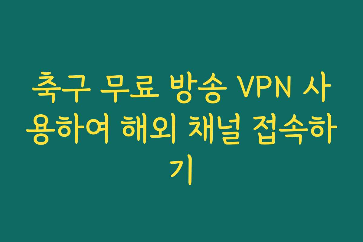 축구 무료 방송 VPN 사용하여 해외 채널 접속하기