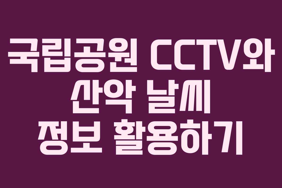 국립공원 CCTV와 산악 날씨 정보 활용하기