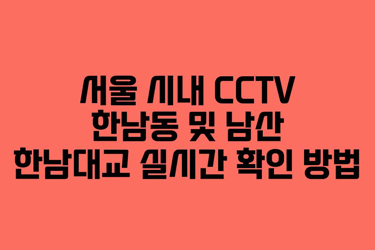 서울 시내 CCTV 한남동 및 남산 한남대교 실시간 확인 방법