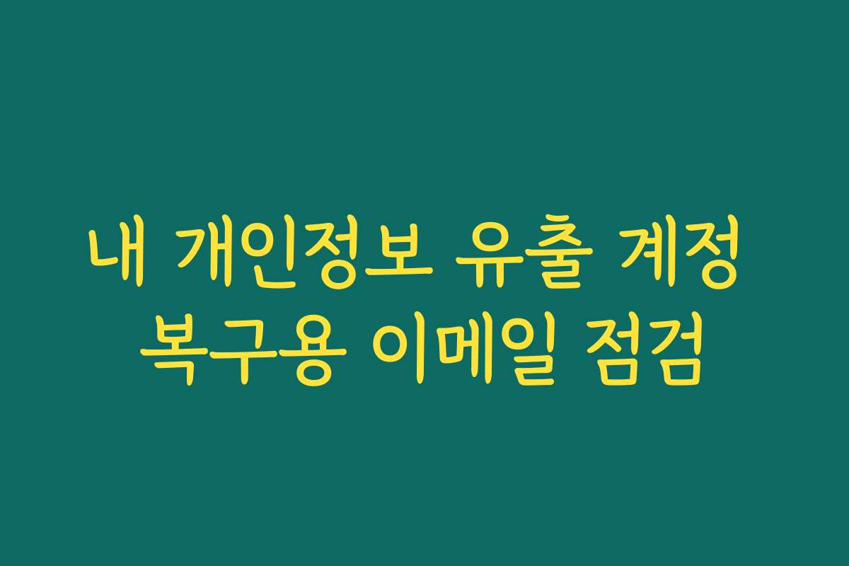 내 개인정보 유출 계정 복구용 이메일 점검