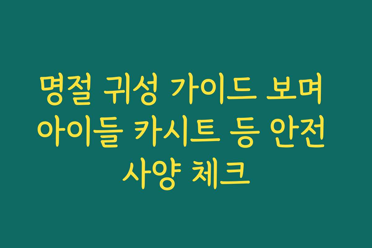 명절 귀성 가이드 보며 아이들 카시트 등 안전 사양 체크