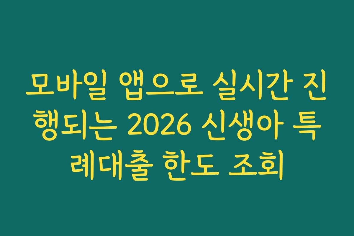 모바일 앱으로 실시간 진행되는 2026 신생아 특례대출 한도 조회