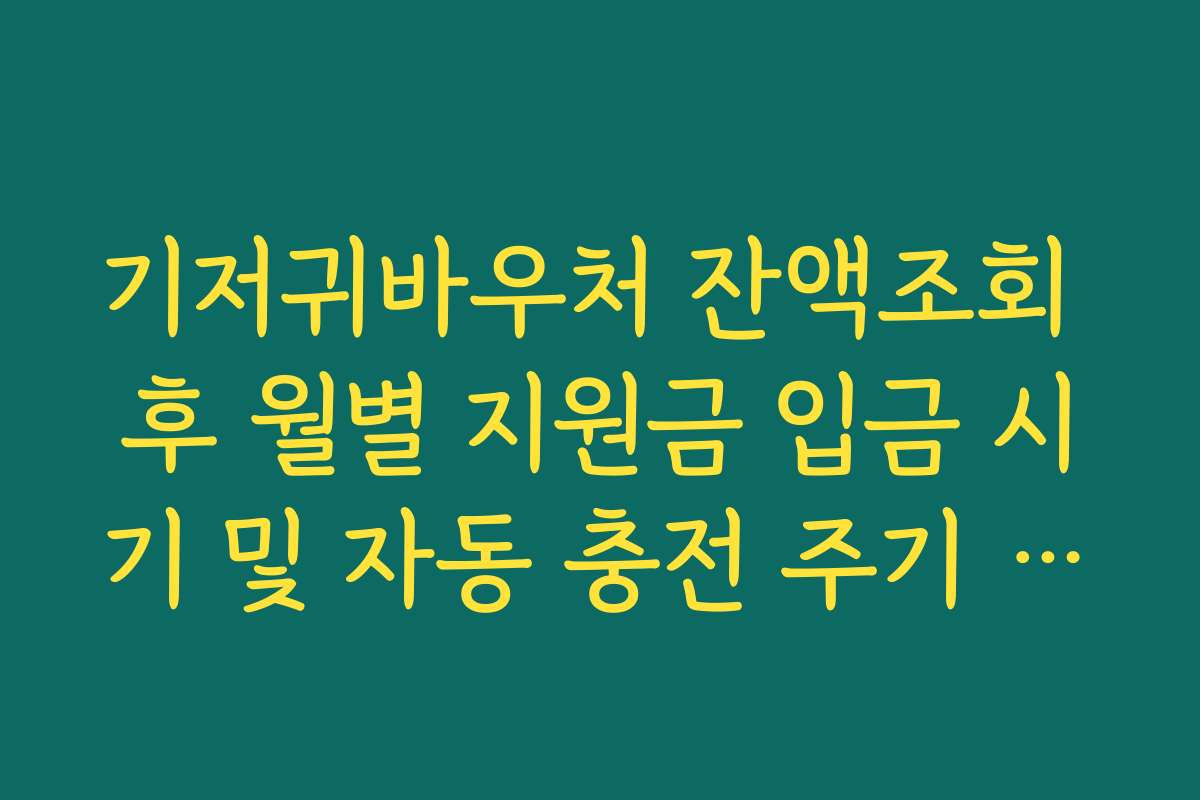 기저귀바우처 잔액조회 후 월별 지원금 입금 시기 및 자동 충전 주기 확인