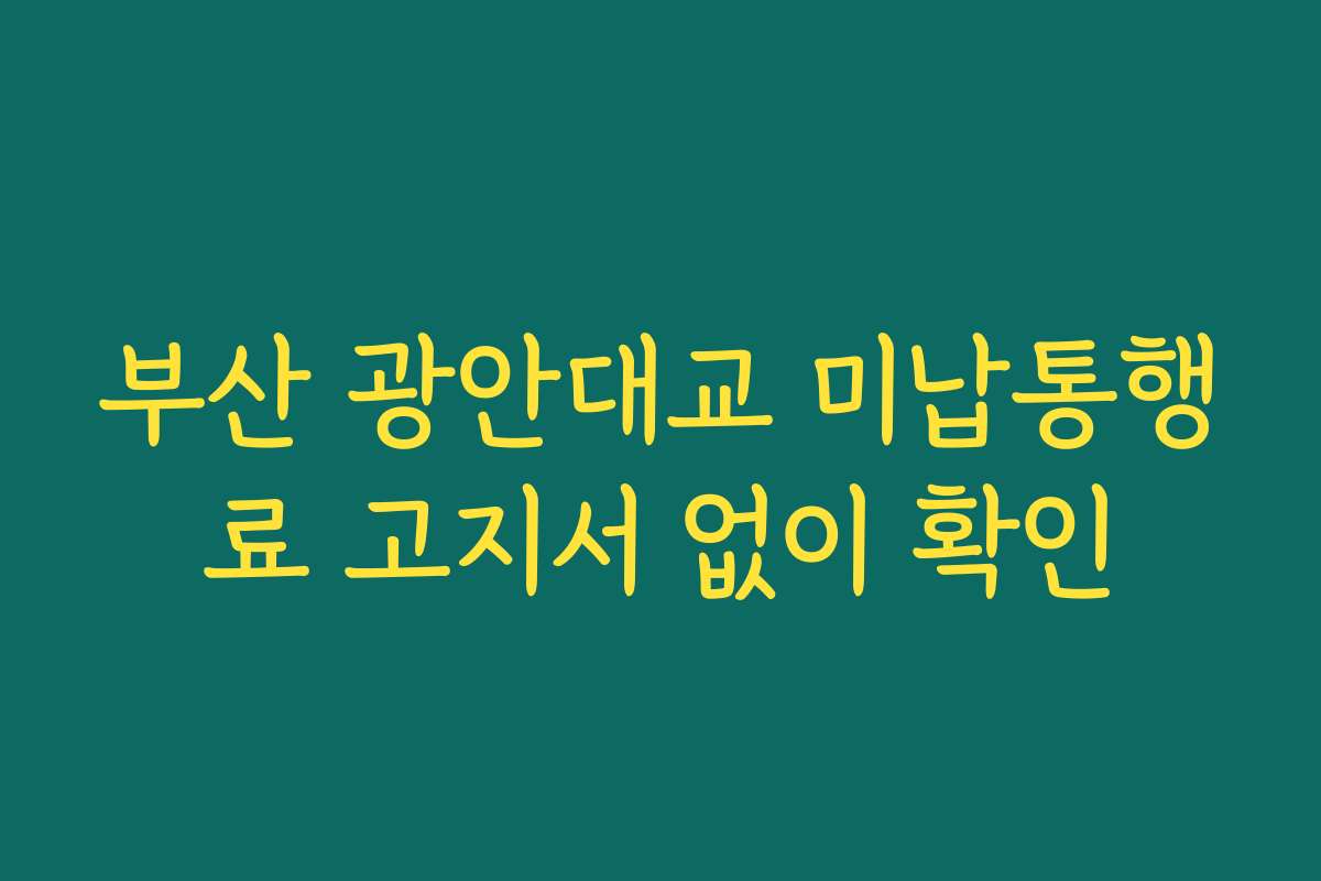 부산 광안대교 미납통행료 고지서 없이 확인