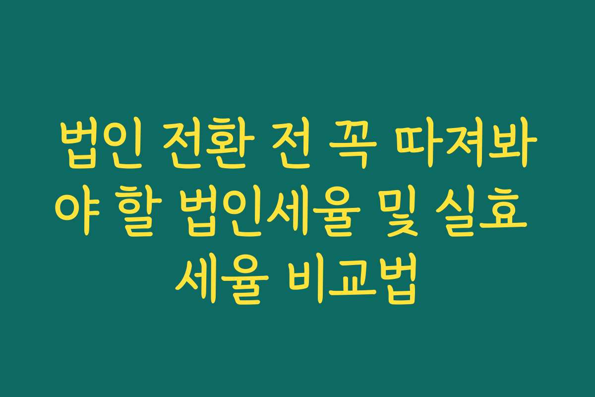법인 전환 전 꼭 따져봐야 할 법인세율 및 실효 세율 비교법