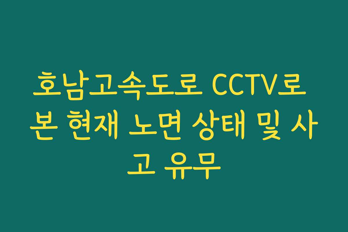 호남고속도로 CCTV로 본 현재 노면 상태 및 사고 유무