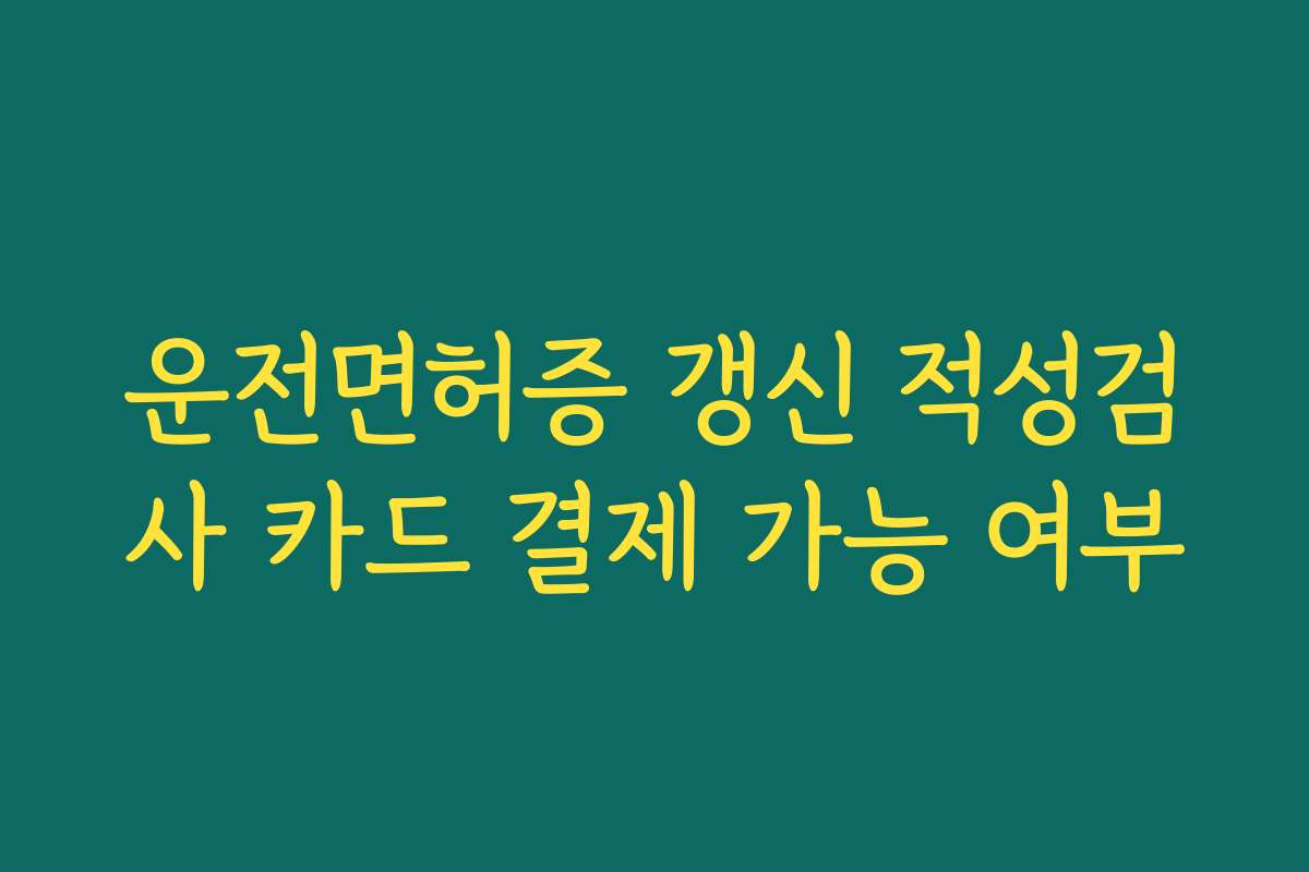운전면허증 갱신 적성검사 카드 결제 가능 여부