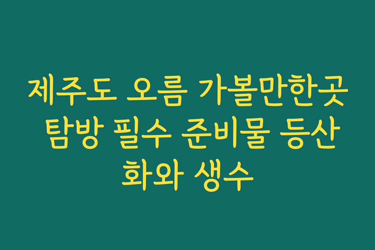 제주도 오름 가볼만한곳 탐방 필수 준비물 등산화와 생수